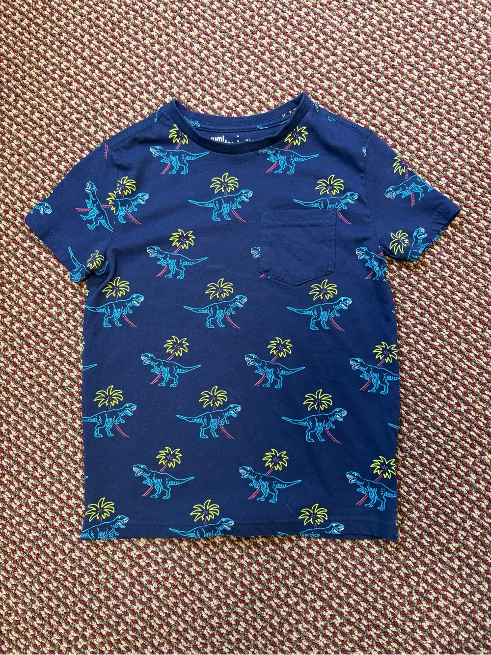 Rumi + Ryder Blue Dinosaur Pocket Tee